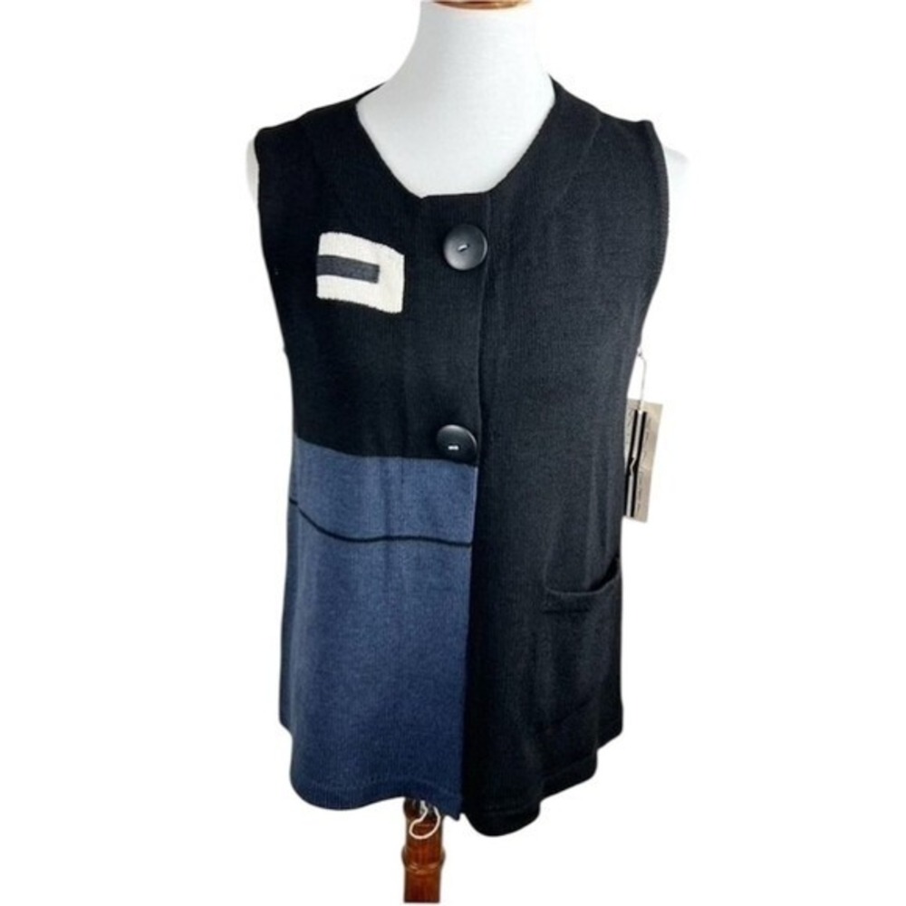 Sandra Miller NWT Colorblock Wool Blend Vest Size M - Picture 2 of 13